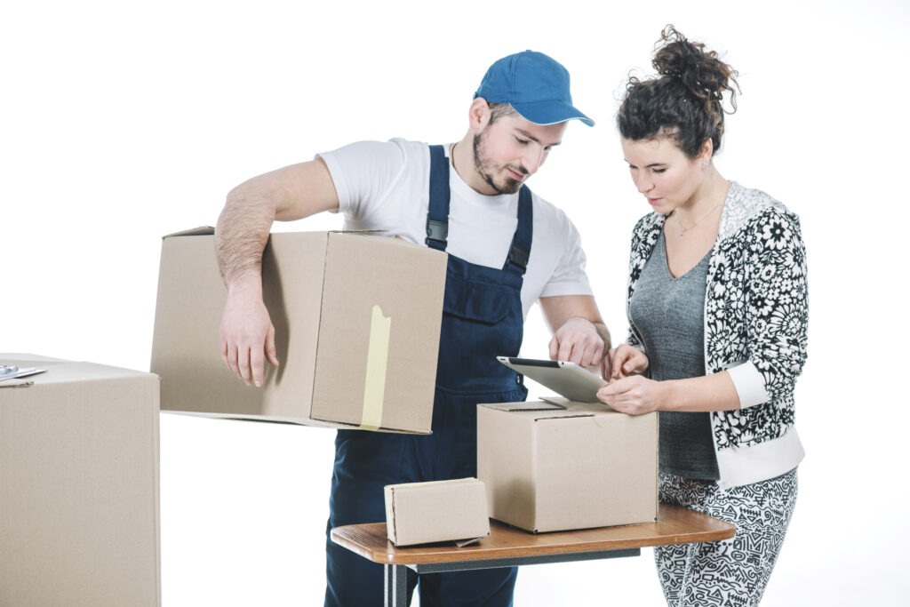 A packers movers employee dealing with customer